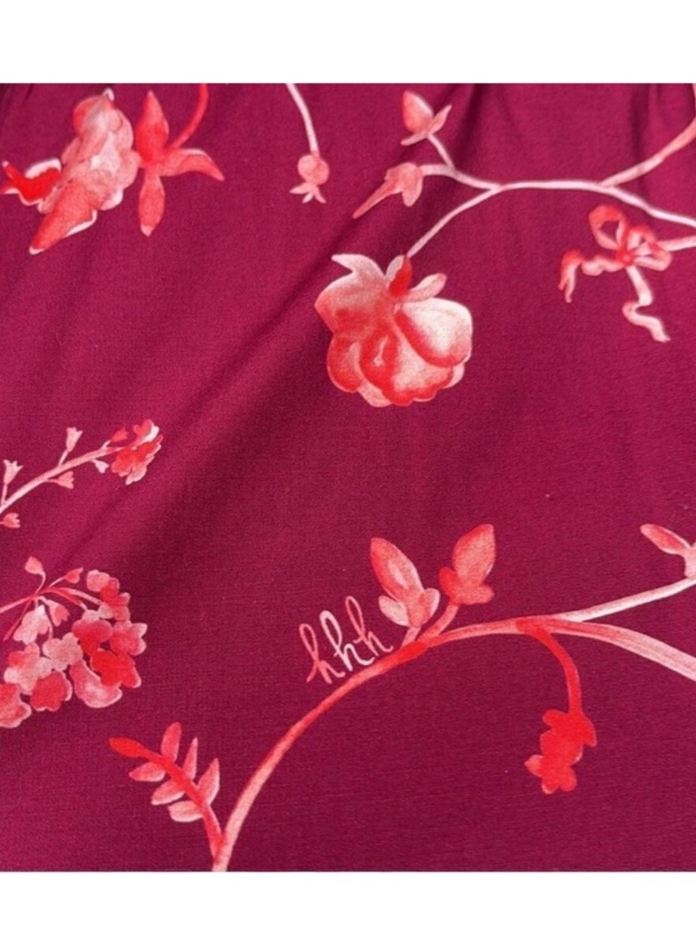 Hill House Ellie Burgundy Pink Floral Nap Midi Dress XL Smocked Tiered Like New - Picture 10 of 13